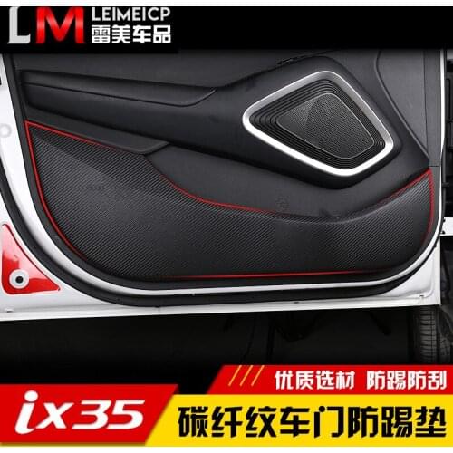 4pcs Car-shaped microfiber leather anti-kick plate anti-play mat For Hyundai ix35 2018 Car-covers Car Kids Organiser