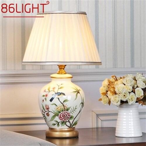 86LIGHT Ceramic Table Lamps Copper Modern Luxury Pattern Desk Light LED Besjdes For Home Bedroom