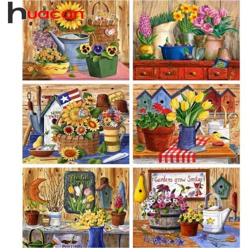 Huacan Diamond Embroidery 5D Set Flower DIY Diamond Rhinestones Paintings Garden Mosaic Modular Pictures Home Decoration