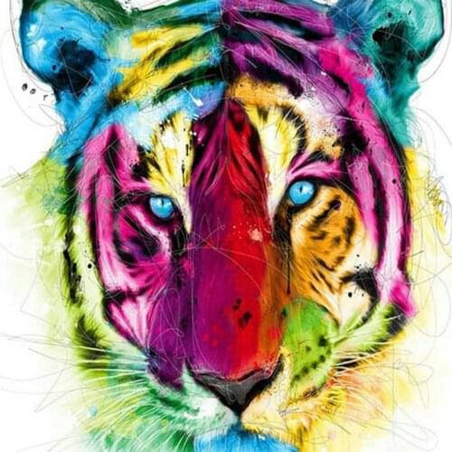 5d diamond painting tiger, full square drill color animal, diamond embroidery, full round, diamond mosaic, 3d wall sticker