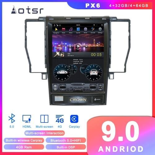 Tesla style Android 9.0 car GPS navigation for Toyota Crown MaJesta 2005-2009 12th Auto Radio Head Unit Recorder Vertical Screen