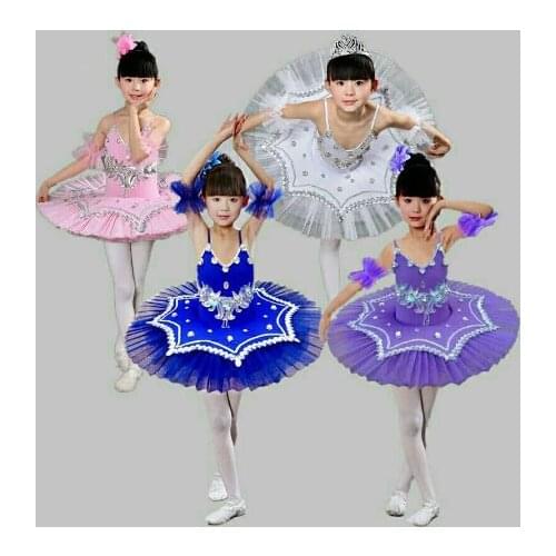 Girls Ballet Dress Tutu Girls Dance Clothing Kids Ballet Dress Costumes Girls Dancer Leotards Dance Wear Pancake Tutu