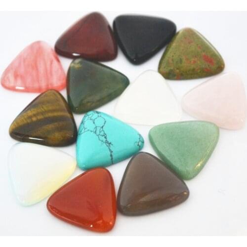 25MM*25mm*8mm 10PCS Fashion Mixed Color Natural Stone Triangle CAB Cabochons Beads For DIY Jewelry Making Side length