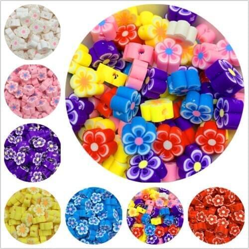 30pcs/Lot 10mm Mixed Colors Flower Shape Clay Spacer Beads Polymer Clay Beads For Jewelry Making DIY Handmade Accessories