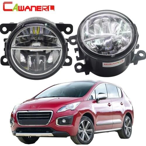 Cawanerl 2 Pieces Car Styling LED Fog Light 4000LM Auto DRL Daytime Running Lamp 6000K White 12V For Peugeot 3008 MPV 2009-2013