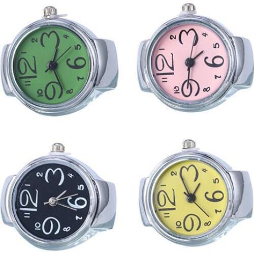 Women Creative Big Numbers Mini Finger Ring Watch Elastic Band Quartz Watch Finger Ring Watch Steel Round Elastic Quartz Watch
