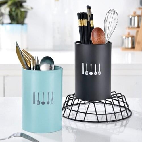 Cylinder Drain Chopstick Holder Stainless Steel Chopsticks Cage Fork Spoon Cutlery Drain Containers Tableware Stand