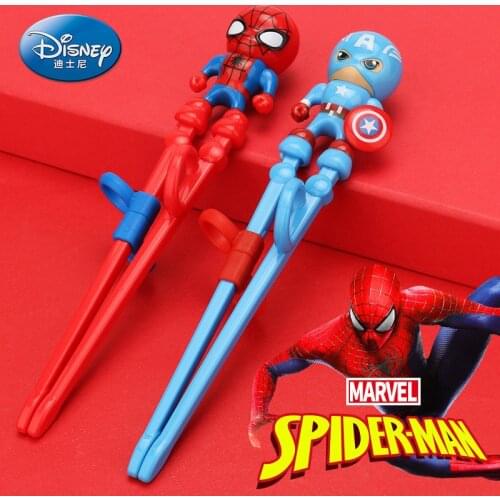 Disney Kids Tableware Marvel Spiderman Chopsticks Cartoon Mickey Mouse Learning Chop Sticks Reusable Training Chopsticks