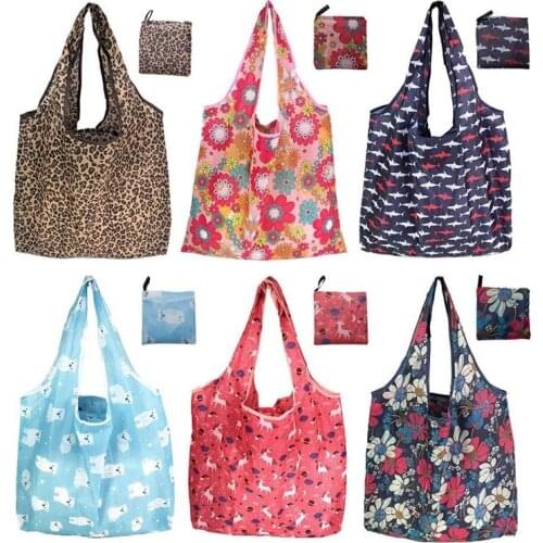 Hot kf-6 Pack Reusable Shopping Bag Eco Friendly Foldable Grocery Bags,6 Styles Large Heavy Duty Washable Tote Bags