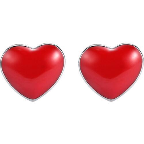Hot Sell Wholesale New Fashion Red Love Heart 925 Sterling Silver Stud Earrings for Women Jewelry Christmas Gift Drop Shipping