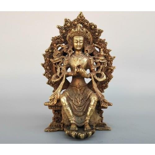 Chinese Collectable brass Carved guanyin Buddha small statue
