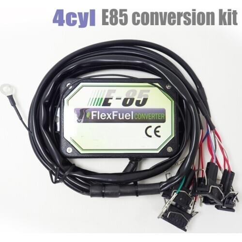 4 Cylinder E85 Flex Fuel Conversion Kit with Cold Start Asst.,Temp.sensor.,7 connectors optional for EV1,EV6,Delphi,Toyota,Honda