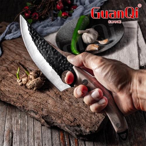 Stainless Steel Kitchen Boning Knife Handmade Fishing Knife Chef Meat Cleaver Outdoor Cooking Cutter Butcher Knife Hunting Knife