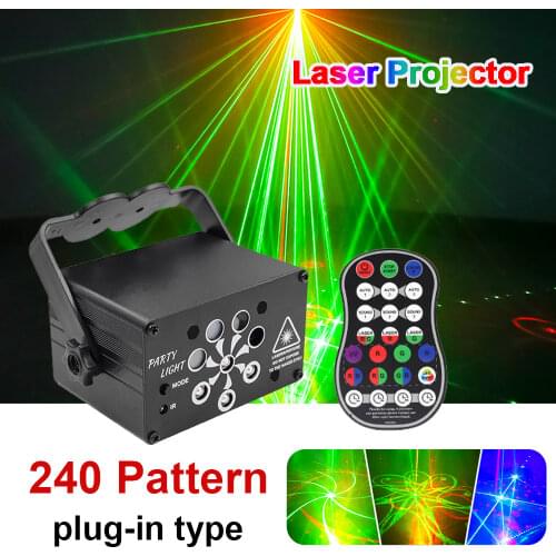 Mini Laser Light 240 Patterns 8 Hole Disco Light Professional DJ Stage Lights Wedding Bar Laser Strobe Light