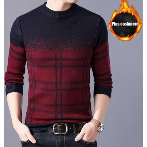 Fashionable Mens Sweaters Mens Sweater Winter Autumn Round Neck Long-Sleeved Plain Stretch Pullover Seedlings