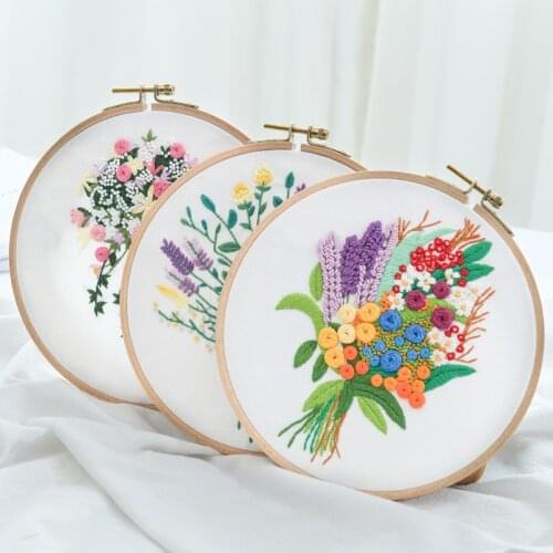 Flower Printed Pattern Embroidery Kits for Beginner Needlework Cross Stitch Handmade Sewing Craft Wall Painting Art Home Decor