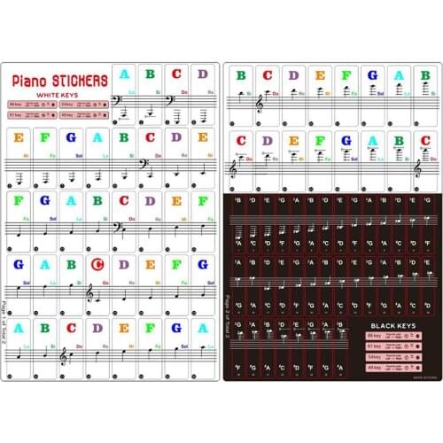 Piano Keyboard Sticker 88/61/54/49 Key Electronic Keyboard Key Piano Stave Note Decal Sticker Musical Instrument Accessaries