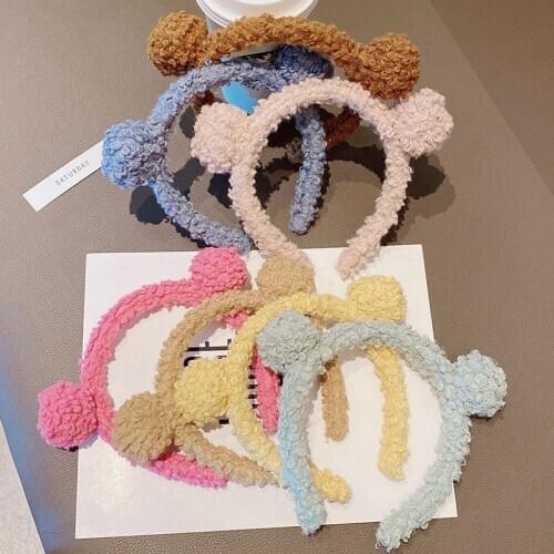 New Girls Cute Bear Ears Plush Simple Hairbands Kids Lovely Hair Ornament Headband Hair Hoops Children Fashion Hair Accessories