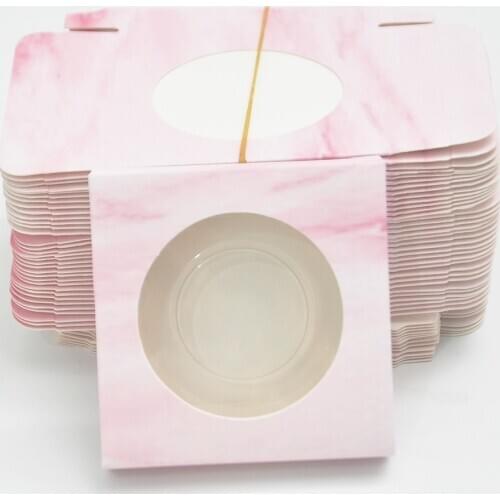 Wholesale Mink False Eyelash Packaging Round window Square Paper Box Lash Boxes Packaging Custom Logo Faux Eyelashes Makeup Case
