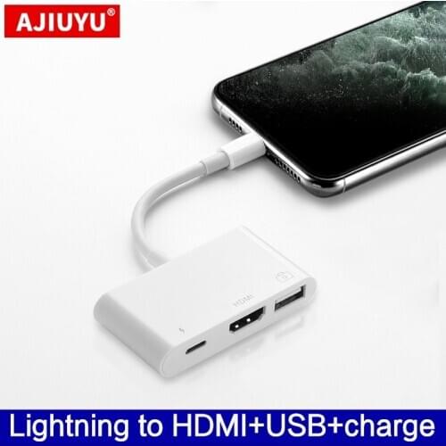 AJIUYU OTG Lightning to HDMI USB Adapter Converter Camera For iPhone 6s 7 8 Plus x xs 11 pro max cable mobile Projector TV dock