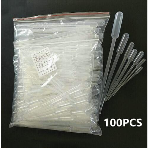 100pcs Plastic Pasteur Pipette Transfer Pipette Dropper Polyethylene 0.2ml/0.5ml/1ml/2ml Lab School Educational Supplies