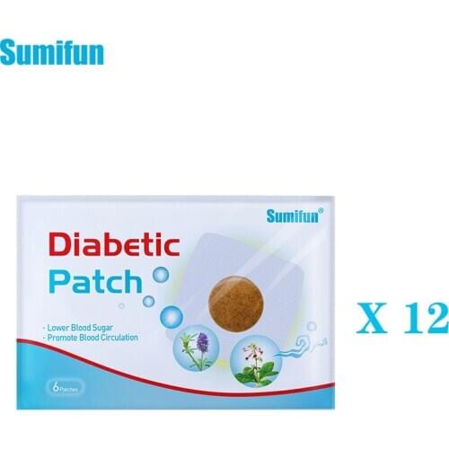 Sumifun 72Pcs/12Bags Diabetic Patch Chinese Natural Herbal Cure Lower Blood Glucose Treatment Sugar Balance Medical Plaster
