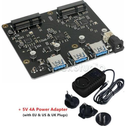 X852 Dual MSATA SSD Shield USB 3.0 Module Expansion Board Power Supply for Raspberry Pi 1 Model B+/2 B/3 B/3 B