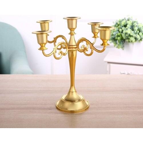 Ornament Candlestick European style wedding hotel decoration three gold Candlestick candlestick