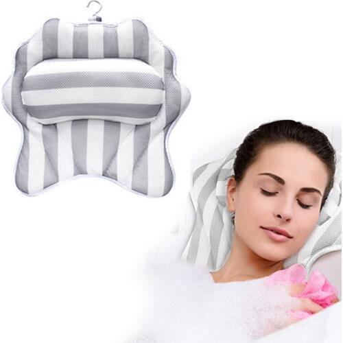 Bathtub Pillow Bath Cushion Non-Slip Suction Sups Comfortable Head Rest Anti Mold Quick Dry Air Mesh Bathtub Head Holder