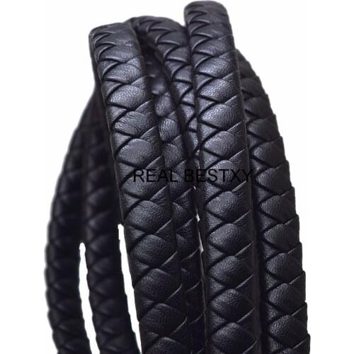 2m/lot approx: 12*6mm Black Braided Super Fiber Leather Rope DIY Leather Bracelet Accessories Fashion Wide Cord Findings Sale