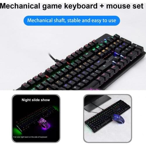 Blue Switch Black Blue Switch Wired Mechanical Keyboard Mouse for Computer