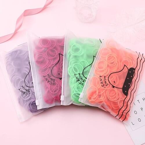 100Pcs 3CM Nylon Elastic Hair Bands Solid Color Rubber Bands Girls Ponytail Holder Ties Rope Headband Cute Kids Hair Accessories