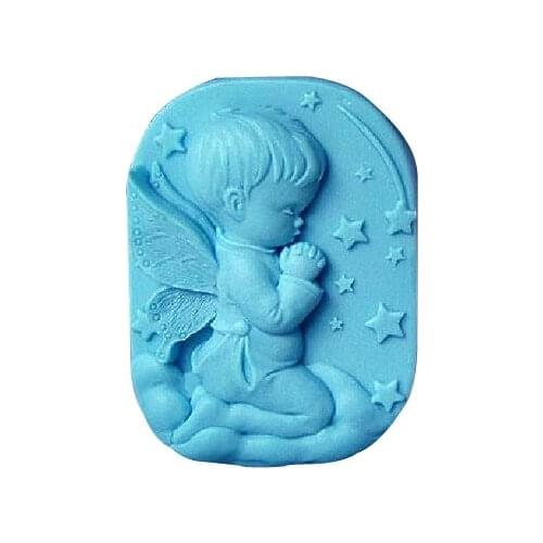 Sophronia S010 Boy Angel Silicone Soap Mold Fondant Cake Mold Chocolate Cookie Craft Mold Decorating Cake Tool9.8*7.6*2.9cm