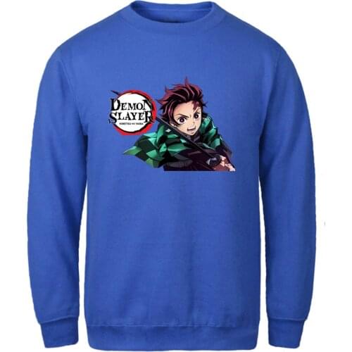 Demon Slayer Cartoon Long Sleeve Mans Sweatshirts Hoodies Casual Brand Clothing Harajuku Fall Pullovers White Moleton Masculino