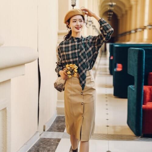 2020 new fashion womens clothing Stand Collar Vintage 2 piece outfits for women