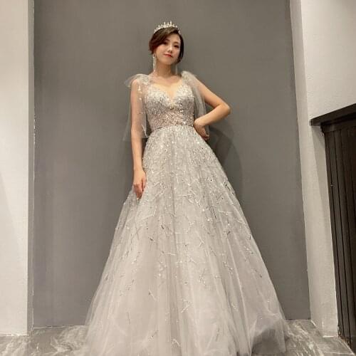 Rhinestone celebrity Beaded A-line wedding evening dress 2021 New style cocktail party Formal Womens dress Luxury tulle
