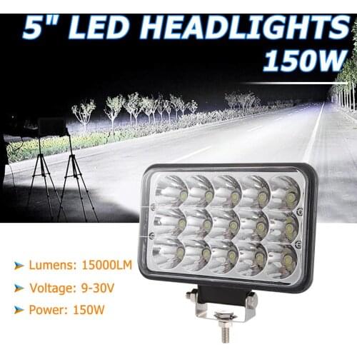 150W Rectangular 5in 4x6 LED High Performance Waterproof Dust-Proof Fog-Proof Offroad Headlamp for Wrangler Truck Tractor Boat