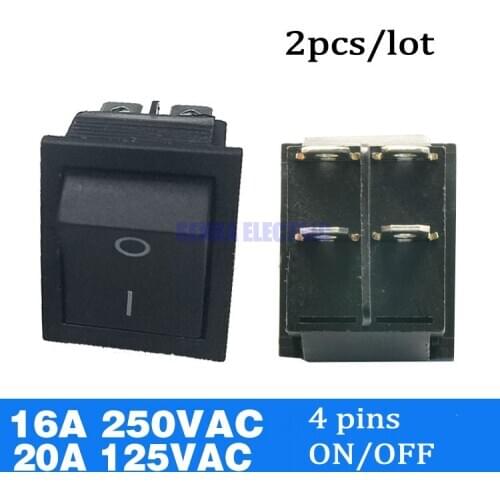 2pcs/lot 4 Pins ON/OFF 16A 250V KCD4 Boat Rocker Switch Car Auto Black Power Switch