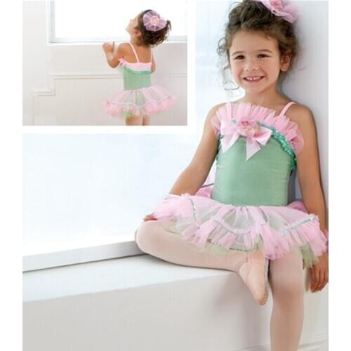 2018 New Childrens Ballet Dress Girls Dancing Costume Performance Stage Suit Competition Ballet Clothes Dress+Headwear B-2383