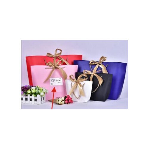 3 sizes Large small Paper bag Festival gift bags with handles Ribbon Shopping Clothing Cosmetic packing bags lin5135