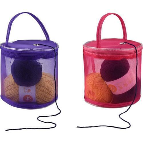 4 Colors Portable Mesh Bag DIY Knitting Bags Organizer Cylinder Mesh Wool Yarn Crochet Thread Weaving Storage Containing Handbag