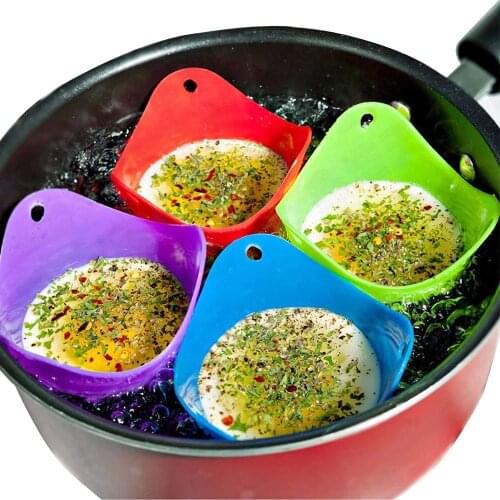 4pcs/sets Silicone Egg Poacher Poaching Pods Pan Mould Mold Bowl Cooker Boiler Bakeware Kitchen Cooking Tool Accessories Dropshi