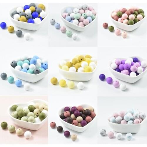 40 PCS 12 MM Round Silicone Beads DIY Baby Teething Pacifier Chain Toys Accessories Silicon Ball Food Grade Nursing Perles