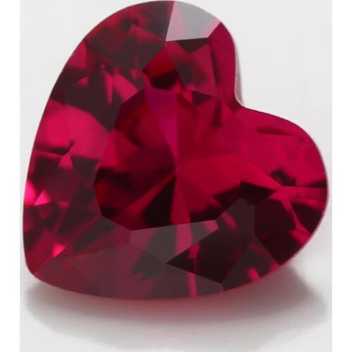 50PCS 3x3~10x10mm Heart Shape Loose Corundum Red Color Synthetic stone For Jewelry DIY Gems Stone 5