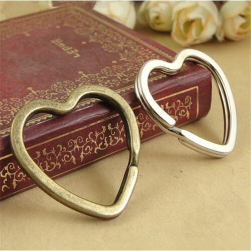 50pcs/lot antique bronze /white k love heart Key Holder Split Rings Keyring Keychain Keyfob Accessories diy Jewelry Accessories