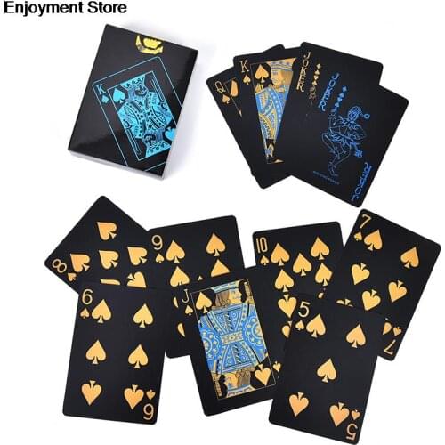 Wholesale 55Pcs/Set Creative Gift Durable Poker Plastic PVC Poker Waterproof Black Playing Cards