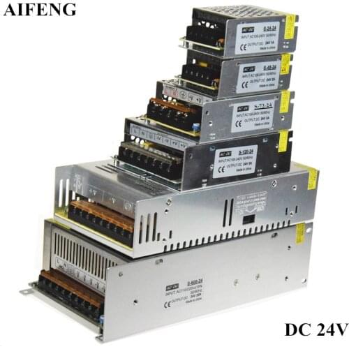 AIFENG Switching Power Supply Adapter 24W 48W 72W 120W 360W 600W For Led Strip Lights AC 110V 220V To DC 24V Driver Power Supply