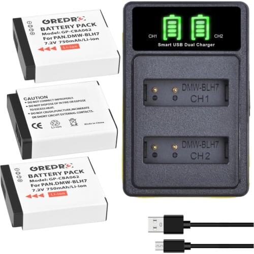 DMW-BLH7 DMW BLH7E BLH7 Battery with Type-C Dual Charger for Panasonic Lumix DMC-LX15 DMC-GM5 DMC-GF7 GM1 GF8 GF9 LX10
