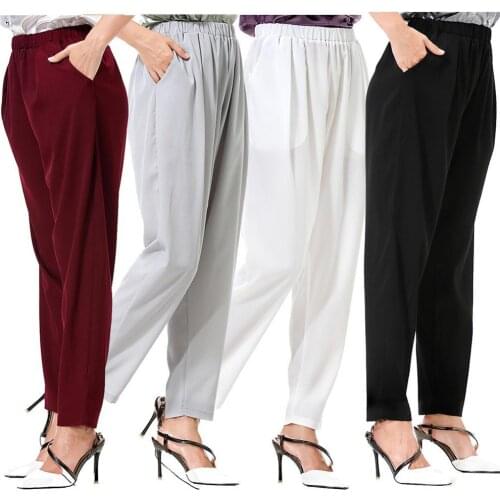 Casual Women Trousers Loose Solid Color Pocket Loose Fit Long Wide Leg Pants Harem Trousers Fashion Female Spring Autumn Pants