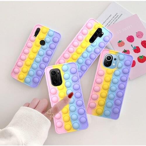 Redmi Note 9 Pro 9S 7 8 Pro Push Pop Bubble Fidget Toy Case Soft Cover for Redmi 9T Xiaomi Mi Poco F3 M3 Sensory Stress Reliver